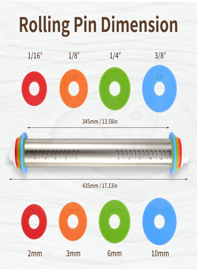 Jekero Adjustable Rolling Pin for Baking, with Thickness Rings Stainless Steel Dough Roller Pins for Pasta, Pizza, Pie Crust, Pastry and Cookie Making - Image 5